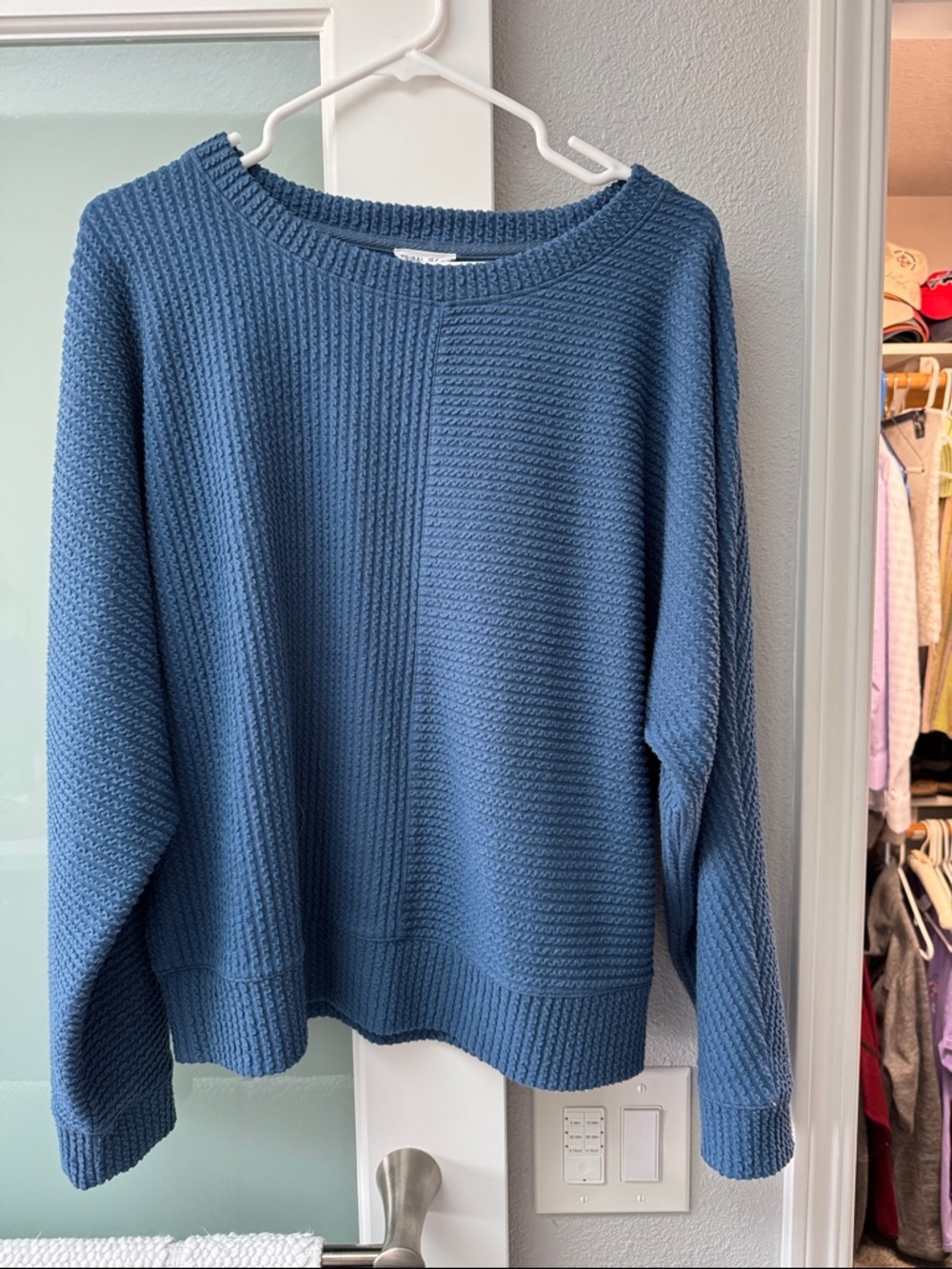 Tribal Jeans Slate Blue Ribbed Crewneck Sweater